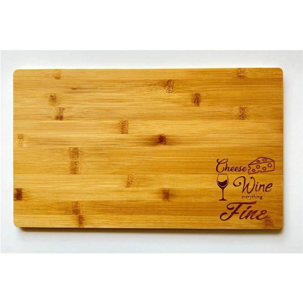 MDR Trading Inc. Rectangular Bamboo With Text Cheese, Wine, Everything